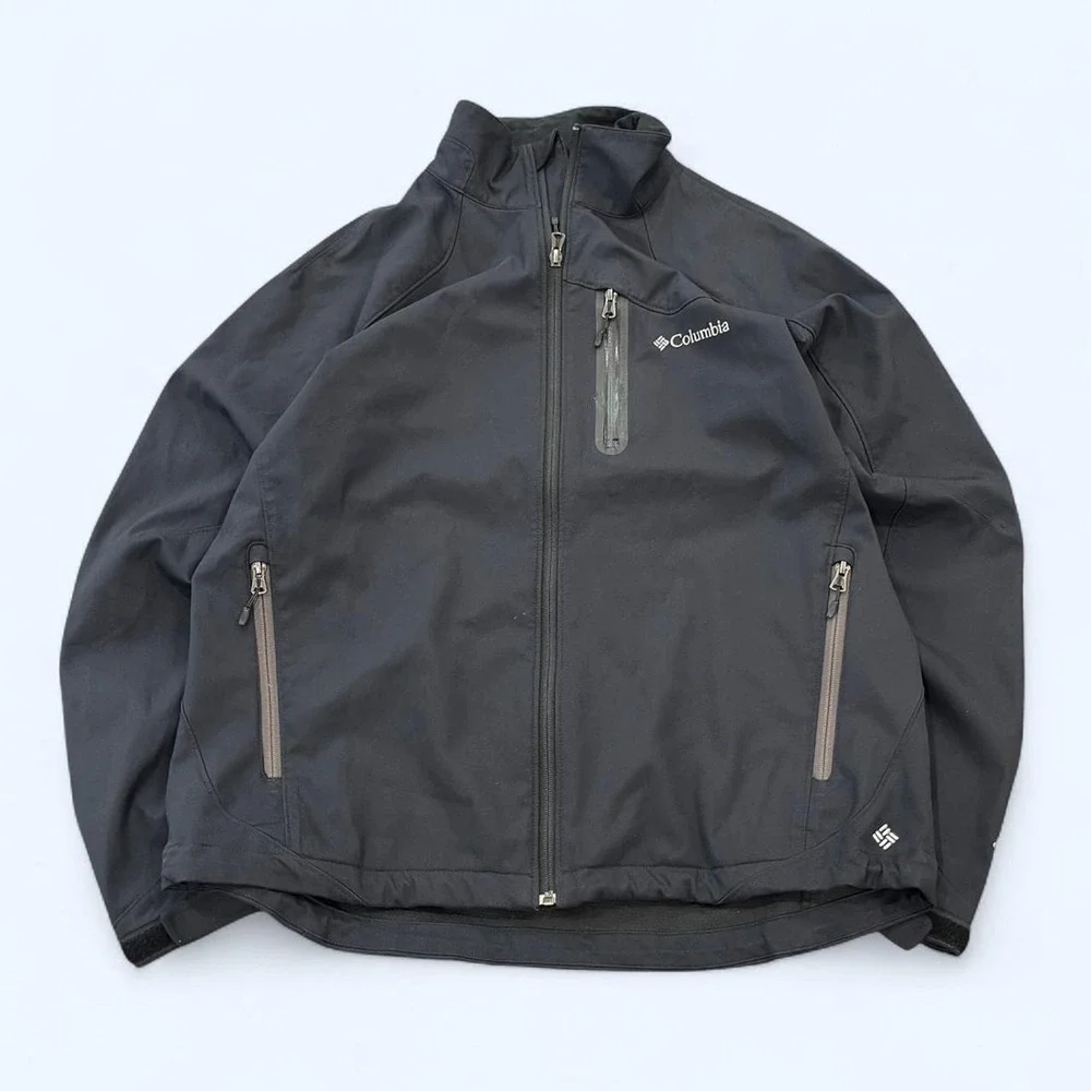 Columbia Sportswear Omni-shield Jacket Black Mens Size L Waterproof Rain Fullzip
